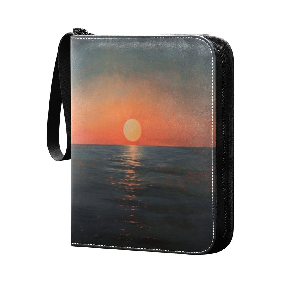 OTVEE Sunset at Sea Card Binder 4 Pocket Trading Card Binder Holder Fits 400 Cards with 50 Sleeves Card Collection Binder Album Book Holder for Baseball Football Games Cards