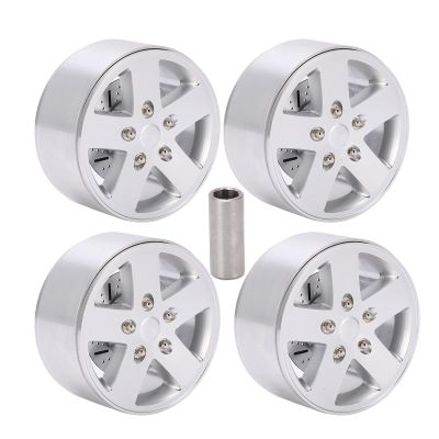 4pcs 2.2 Inches Metal Wheel Rims Hub with Brake Disc, Aluminum Alloy Wheel Hub for 1/10 RC Car, Compatible with Axial SCX10 90046 SCX10 III - 4 Wraith Capra