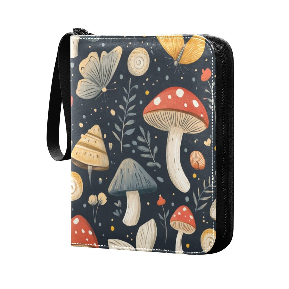 OTVEE Butterflies and Mushrooms Card Binder 4 Pocket Trading Card Binder Holder Fits 400 Cards with 50 Sleeves Card Collection Binder Album Book Holder for Baseball Football Games Cards