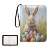 OTVEE Easter Rabbits Coloured Eggs Card Binder 4 Pocket Trading Card Binder Holder Fits 400 Cards with 50 Sleeves Card Collection Binder Album Book Holder for Baseball Football Games Cards view 2