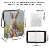 OTVEE Easter Rabbits Coloured Eggs Card Binder 4 Pocket Trading Card Binder Holder Fits 400 Cards with 50 Sleeves Card Collection Binder Album Book Holder for Baseball Football Games Cards view 3
