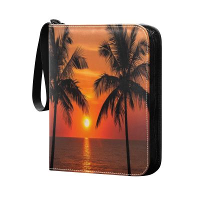 OTVEE Setting Sun Card Binder 4 Pocket Trading Card Binder Holder Fits 400 Cards with 50 Sleeves Card Collection Binder Album Book Holder for Baseball Football Games Cards