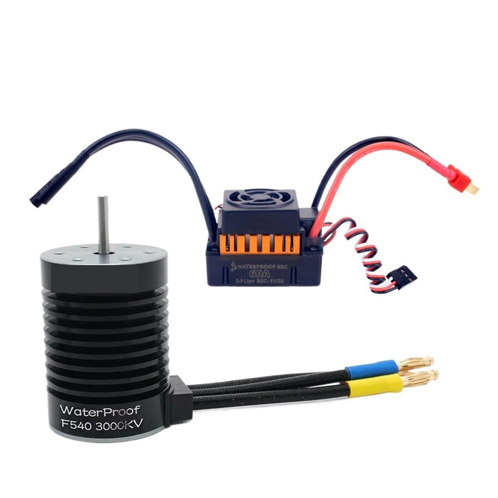 1:10 1:12 1:14 RC Part Waterproof F540 3300KV 4370KV Brushless Motor W/60A ESC for 144001 124019 RC 124018 Truck Buggy(Purple)
