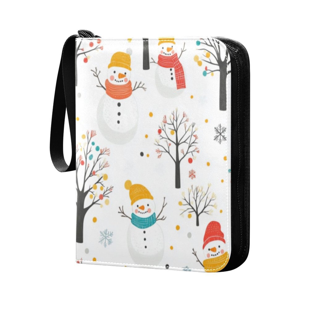 OTVEE Cartoon Snowman Tree Card Binder 4 Pocket Trading Card Binder Holder Fits 400 Cards with 50 Sleeves Card Collection Binder Album Book Holder for Baseball Football Games Cards