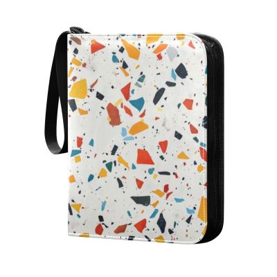 OTVEE Terrazzo Card Binder 4 Pocket Trading Card Binder Holder Fits 400 Cards with 50 Sleeves Card Collection Binder Album Book Holder for Baseball Football Games Cards