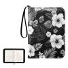 OTVEE Black White Tropical Leaves Flowers Card Binder 4 Pocket Trading Card Binder Holder Fits 400 Cards with 50 Sleeves Card Collection Binder Album Book Holder for Baseball Football Games Cards view 2