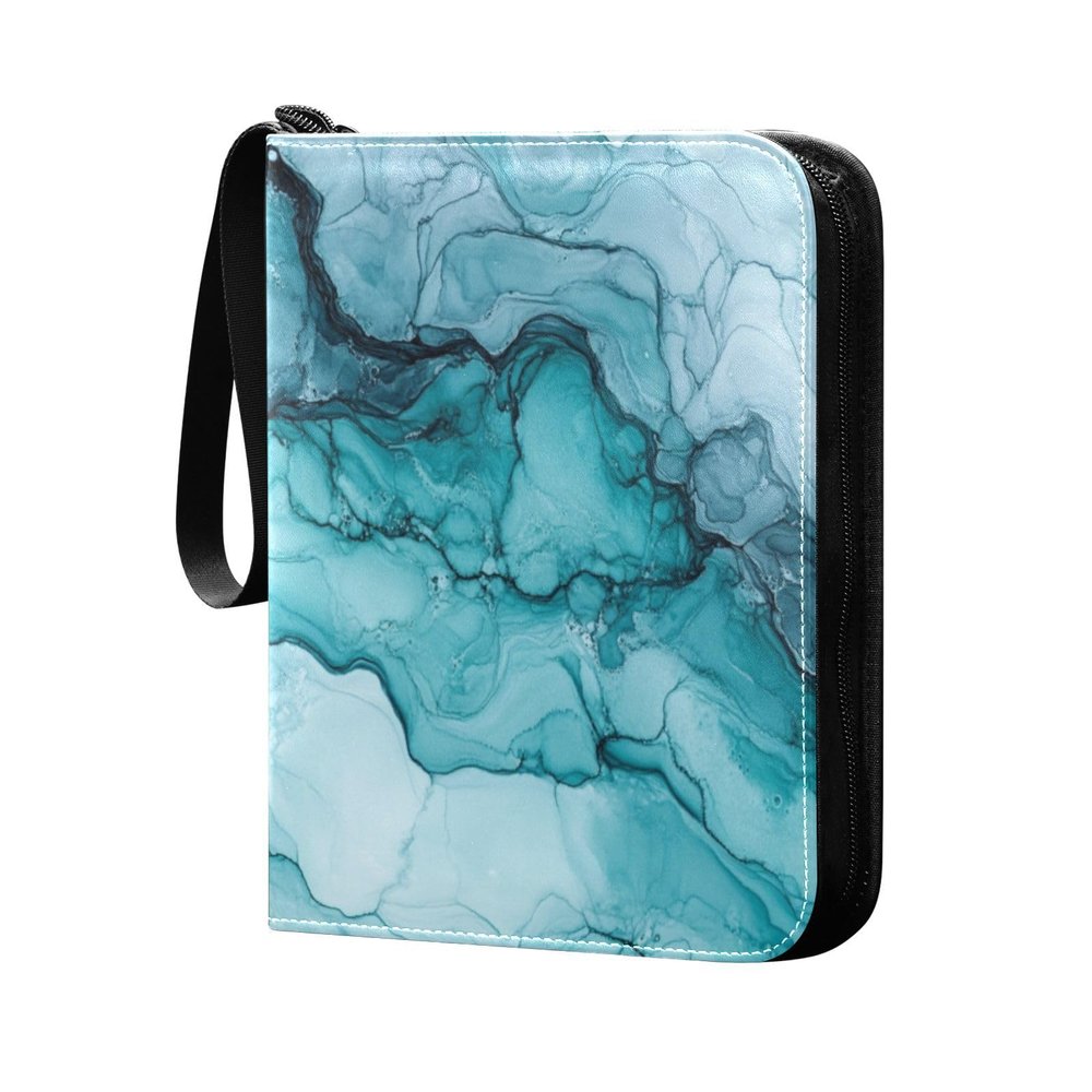 OTVEE Marble Green Card Binder 4 Pocket Trading Card Binder Holder Fits 400 Cards with 50 Sleeves Card Collection Binder Album Book Holder for Baseball Football Games Cards