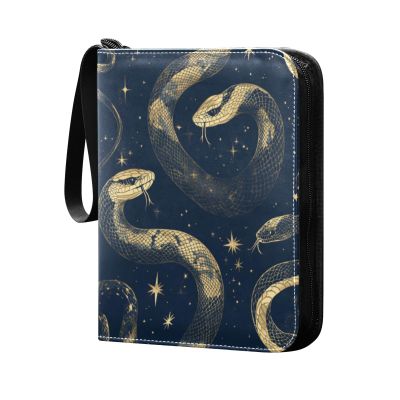 OTVEE Blue Snake Card Binder 4 Pocket Trading Card Binder Holder Fits 400 Cards with 50 Sleeves Card Collection Binder Album Book Holder for Baseball Football Games Cards
