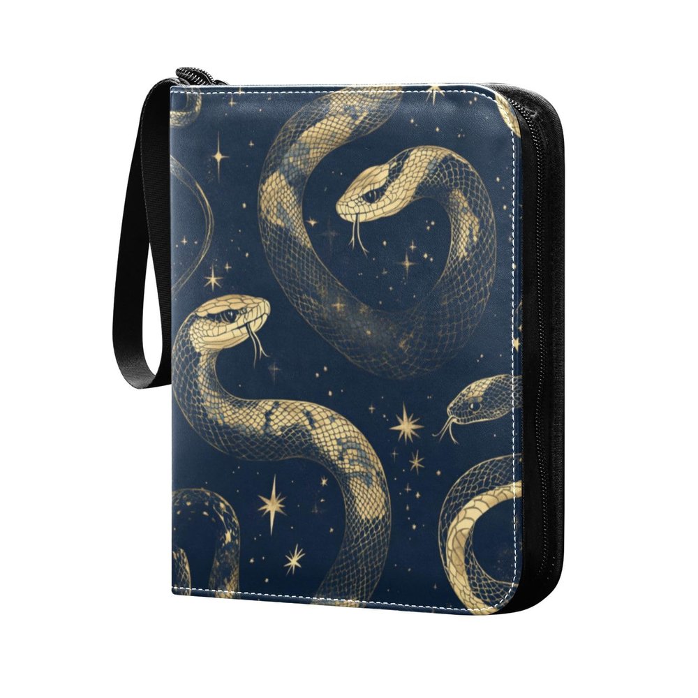 OTVEE Blue Snake Card Binder 4 Pocket Trading Card Binder Holder Fits 400 Cards with 50 Sleeves Card Collection Binder Album Book Holder for Baseball Football Games Cards