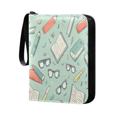 OTVEE Cartoon Book Pencil Card Binder 4 Pocket Trading Card Binder Holder Fits 400 Cards with 50 Sleeves Card Collection Binder Album Book Holder for Baseball Football Games Cards