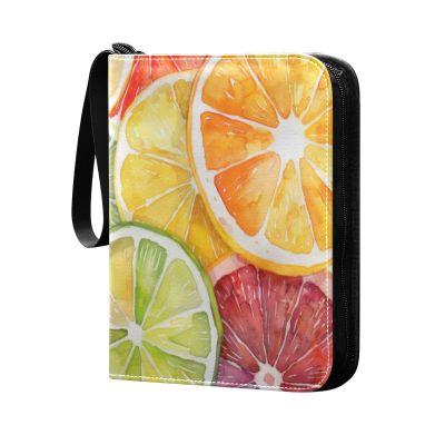 OTVEE Fruit Slices Card Binder 4 Pocket Trading Card Binder Holder Fits 400 Cards with 50 Sleeves Card Collection Binder Album Book Holder for Baseball Football Games Cards