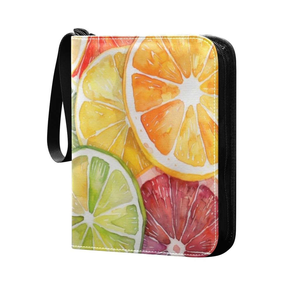 OTVEE Fruit Slices Card Binder 4 Pocket Trading Card Binder Holder Fits 400 Cards with 50 Sleeves Card Collection Binder Album Book Holder for Baseball Football Games Cards