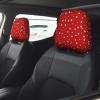 2 Pack Red And White Polka Dots Print Universal Car Headrest Cover Elastic, Cute Stylish Car Seat Head Rest Cover Protector, Interior Front & Rear Seat Headrest Pads Decor For Womens Car Suv Auto view 2