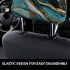 2 Pack Turquoise Blue Gold Marble Print Universal Car Headrest Cover Elastic, Cute Stylish Car Seat Head Rest Cover Protector, Interior Front & Rear Seat Headrest Pads Decor For Womens Car Suv Auto view 4