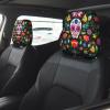 2 Pack Sugar And Skulls And Flowers Print Universal Car Headrest Cover Elastic, Cute Stylish Car Seat Head Rest Cover Protector, Interior Front & Rear Seat Headrest Pads Decor For Womens Car Suv Auto view 2