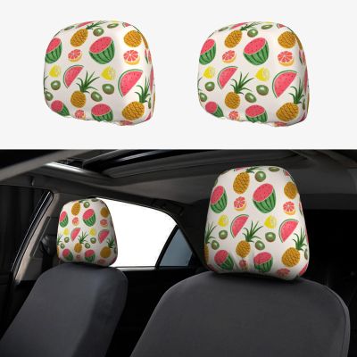 hgnblsip 2 Pack Tropical Fruits Print Universal Car Headrest Cover Elastic, Cute Stylish Car Seat Head Rest Cover Protector, Interior Front & Rear Seat Headrest Pads Decor for Womens Car SUV Auto