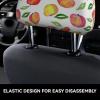 hgnblsip 2 Pack Peach Print Leaf Print Universal Car Headrest Cover Elastic, Cute Stylish Car Seat Head Rest Cover Protector, Interior Front & Rear Seat Headrest Pads Decor for Womens Car SUV Auto view 4