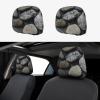 2 Pack Pebble Stone Pattern Print Universal Car Headrest Cover Elastic, Cute Stylish Car Seat Head Rest Cover Protector, Interior Front & Rear Seat Headrest Pads Decor For Womens Car Suv Auto view 1