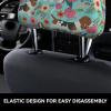 2 Pack Sweet Basset Hound Florals Print Universal Car Headrest Cover Elastic, Cute Stylish Car Seat Head Rest Cover Protector, Interior Front & Rear Seat Headrest Pads Decor For Womens Car Suv Auto view 4