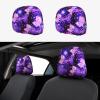 2 Pack Purple Cute Butterfly Print Print Universal Car Headrest Cover Elastic, Cute Stylish Car Seat Head Rest Cover Protector, Interior Front & Rear Seat Headrest Pads Decor For Womens Car Suv Auto view 1