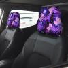 2 Pack Purple Cute Butterfly Print Print Universal Car Headrest Cover Elastic, Cute Stylish Car Seat Head Rest Cover Protector, Interior Front & Rear Seat Headrest Pads Decor For Womens Car Suv Auto view 2
