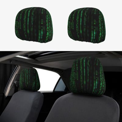 hgnblsip 2 Pack Hacker Era Print Universal Car Headrest Cover Elastic, Cute Stylish Car Seat Head Rest Cover Protector, Interior Front & Rear Seat Headrest Pads Decor for Womens Car SUV Auto