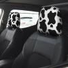 hgnblsip 2 Pack Black and White Cow Print Universal Car Headrest Cover Elastic, Cute Stylish Car Seat Head Rest Cover Protector, Interior Front & Rear Seat Headrest Pads Decor for Womens Car SUV Auto view 2