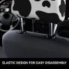 hgnblsip 2 Pack Black and White Cow Print Universal Car Headrest Cover Elastic, Cute Stylish Car Seat Head Rest Cover Protector, Interior Front & Rear Seat Headrest Pads Decor for Womens Car SUV Auto view 4