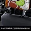 hgnblsip 2 Pack Sports Ball Print Universal Car Headrest Cover Elastic, Cute Stylish Car Seat Head Rest Cover Protector, Interior Front & Rear Seat Headrest Pads Decor for Womens Car SUV Auto view 4
