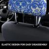 2 Pack Blue Folk Art Pattern Print Universal Car Headrest Cover Elastic, Cute Stylish Car Seat Head Rest Cover Protector, Interior Front & Rear Seat Headrest Pads Decor For Womens Car Suv Auto view 4