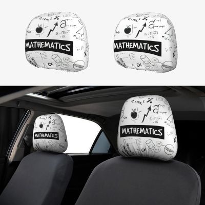 hgnblsip 2 Pack Mathematics Print Print Universal Car Headrest Cover Elastic, Cute Stylish Car Seat Head Rest Cover Protector, Interior Front & Rear Seat Headrest Pads Decor for Womens Car SUV Auto