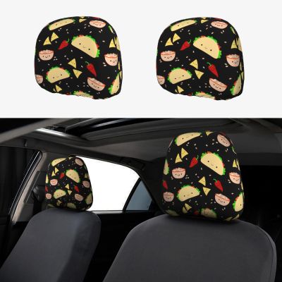 hgnblsip 2 Pack Tuesday Party Print Universal Car Headrest Cover Elastic, Cute Stylish Car Seat Head Rest Cover Protector, Interior Front & Rear Seat Headrest Pads Decor for Womens Car SUV Auto