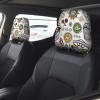 2 Pack Mexican Salsa Symbols Print Universal Car Headrest Cover Elastic, Cute Stylish Car Seat Head Rest Cover Protector, Interior Front & Rear Seat Headrest Pads Decor For Womens Car Suv Auto view 2