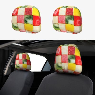hgnblsip 2 Pack Kiwi Watermelon Print Universal Car Headrest Cover Elastic, Cute Stylish Car Seat Head Rest Cover Protector, Interior Front & Rear Seat Headrest Pads Decor for Womens Car SUV Auto