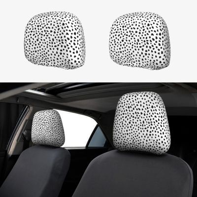 hgnblsip 2 Pack Dot Print Universal Car Headrest Cover Elastic, Cute Stylish Car Seat Head Rest Cover Protector, Interior Front & Rear Seat Headrest Pads Decor for Womens Car SUV Auto