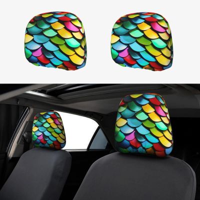 hgnblsip 2 Pack Colorful Rainbow Print Universal Car Headrest Cover Elastic, Cute Stylish Car Seat Head Rest Cover Protector, Interior Front & Rear Seat Headrest Pads Decor for Womens Car SUV Auto