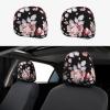 hgnblsip 2 Pack Pink Flower Print Universal Car Headrest Cover Elastic, Cute Stylish Car Seat Head Rest Cover Protector, Interior Front & Rear Seat Headrest Pads Decor for Womens Car SUV Auto view 1