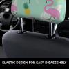 2 Pack Pink Flamingo Pineapples Print Universal Car Headrest Cover Elastic, Cute Stylish Car Seat Head Rest Cover Protector, Interior Front & Rear Seat Headrest Pads Decor For Womens Car Suv Auto view 4