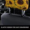 hgnblsip 2 Pack Yellow Sunflowers Print Universal Car Headrest Cover Elastic, Cute Stylish Car Seat Head Rest Cover Protector, Interior Front & Rear Seat Headrest Pads Decor for Womens Car SUV Auto view 4