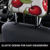 2 Pack Lovely Sweet Red Cherry 3 Print Universal Car Headrest Cover Elastic, Cute Stylish Car Seat Head Rest Cover Protector, Interior Front & Rear Seat Headrest Pads Decor For Womens Car Suv Auto view 4