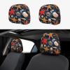 2 Pack Starfish And Seashell Pattern Print Universal Car Headrest Cover Elastic, Cute Stylish Car Seat Head Rest Cover Protector, Interior Front & Rear Seat Headrest Pads Decor For Womens Car Suv Auto view 1