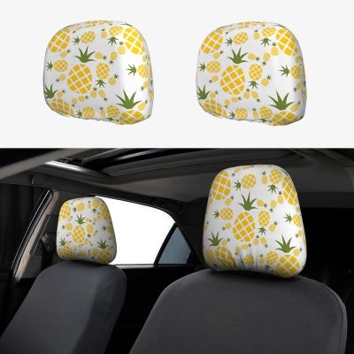 hgnblsip 2 Pack Pineapple. Print Universal Car Headrest Cover Elastic, Cute Stylish Car Seat Head Rest Cover Protector, Interior Front & Rear Seat Headrest Pads Decor for Womens Car SUV Auto
