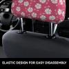 2 Pack Flowers Texture Pink Print Universal Car Headrest Cover Elastic, Cute Stylish Car Seat Head Rest Cover Protector, Interior Front & Rear Seat Headrest Pads Decor For Womens Car Suv Auto view 4