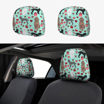 hgnblsip 2 Pack Poodles Dogs Print Universal Car Headrest Cover Elastic, Cute Stylish Car Seat Head Rest Cover Protector, Interior Front & Rear Seat Headrest Pads Decor for Womens Car SUV Auto
