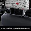 2 Pack I Love You Words With Hearts Print Universal Car Headrest Cover Elastic, Cute Stylish Car Seat Head Rest Cover Protector, Interior Front & Rear Seat Headrest Pads Decor For Womens Car Suv Auto view 4