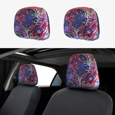 hgnblsip 2 Pack Purple Butterfly Print Universal Car Headrest Cover Elastic, Cute Stylish Car Seat Head Rest Cover Protector, Interior Front & Rear Seat Headrest Pads Decor for Womens Car SUV Auto