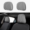 2 Pack Black & White Stripe Print Universal Car Headrest Cover Elastic, Cute Stylish Car Seat Head Rest Cover Protector, Interior Front & Rear Seat Headrest Pads Decor For Womens Car Suv Auto view 1