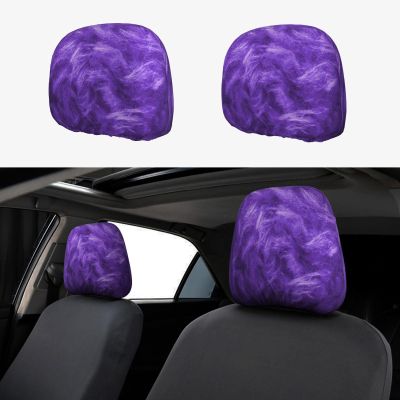 hgnblsip 2 Pack Purple Print Universal Car Headrest Cover Elastic, Cute Stylish Car Seat Head Rest Cover Protector, Interior Front & Rear Seat Headrest Pads Decor for Womens Car SUV Auto