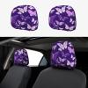 2 Pack Purple Butterflies Floral Print Universal Car Headrest Cover Elastic, Cute Stylish Car Seat Head Rest Cover Protector, Interior Front & Rear Seat Headrest Pads Decor For Womens Car Suv Auto view 1