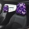 2 Pack Purple Butterflies Floral Print Universal Car Headrest Cover Elastic, Cute Stylish Car Seat Head Rest Cover Protector, Interior Front & Rear Seat Headrest Pads Decor For Womens Car Suv Auto view 2